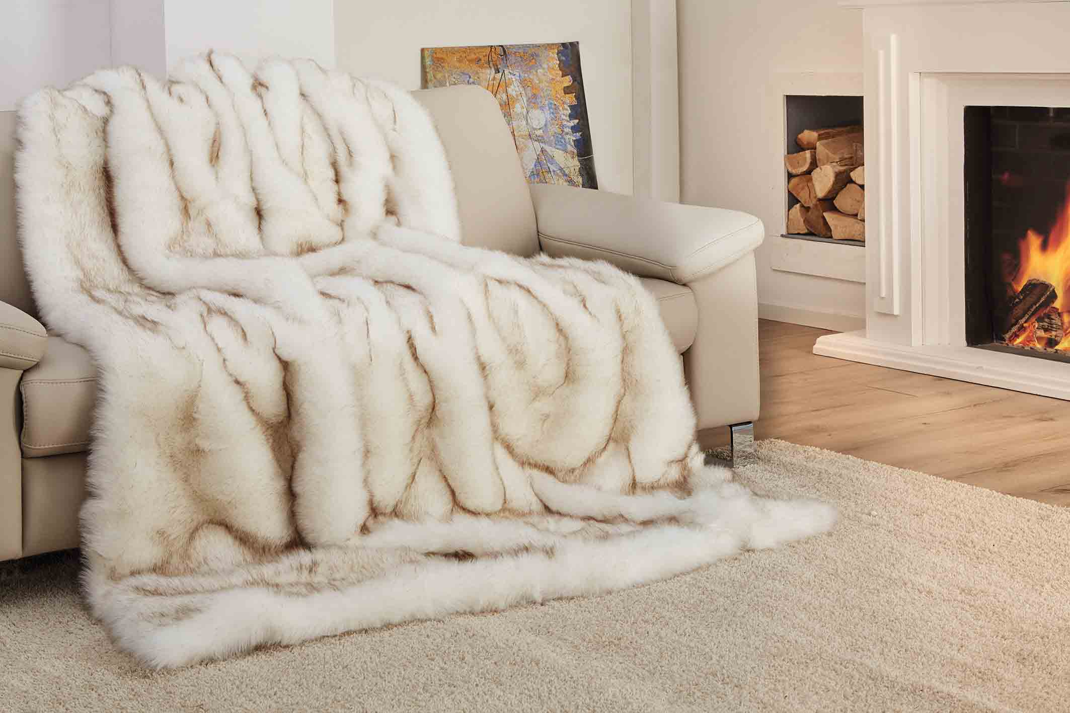 Kuscheldecke Felloptik Premium Luxury 150x200 Schneefuchs