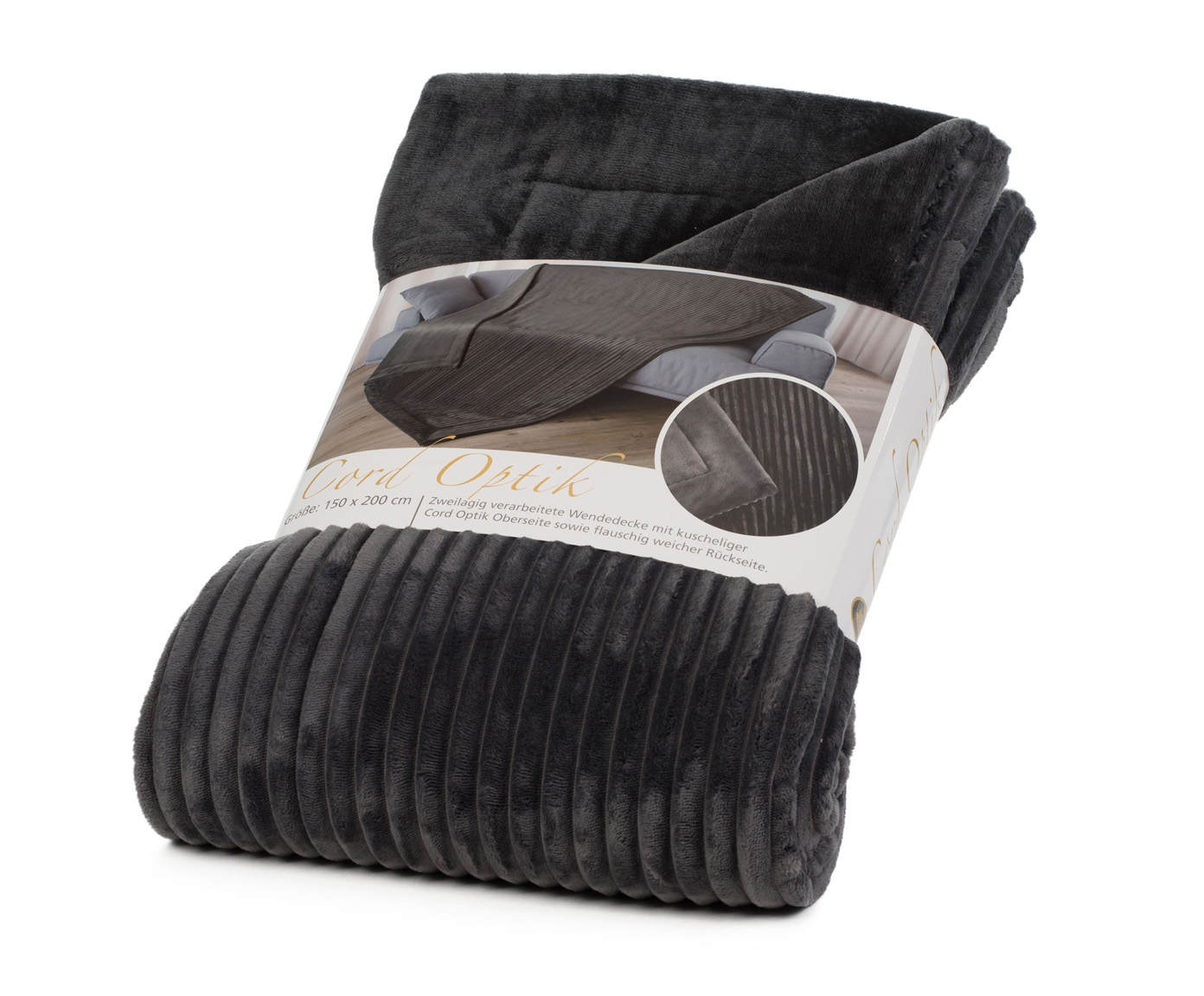 Kuscheldecken Cord Optik 150x200 anthrazit