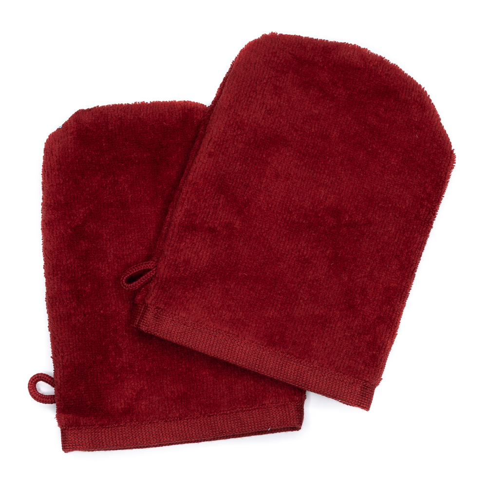 Waschhandschuhe 14x21 bordeaux (2er-Set)