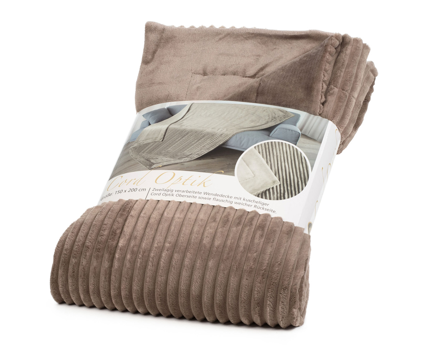 Kuscheldecken Cord Optik 150x200 taupe